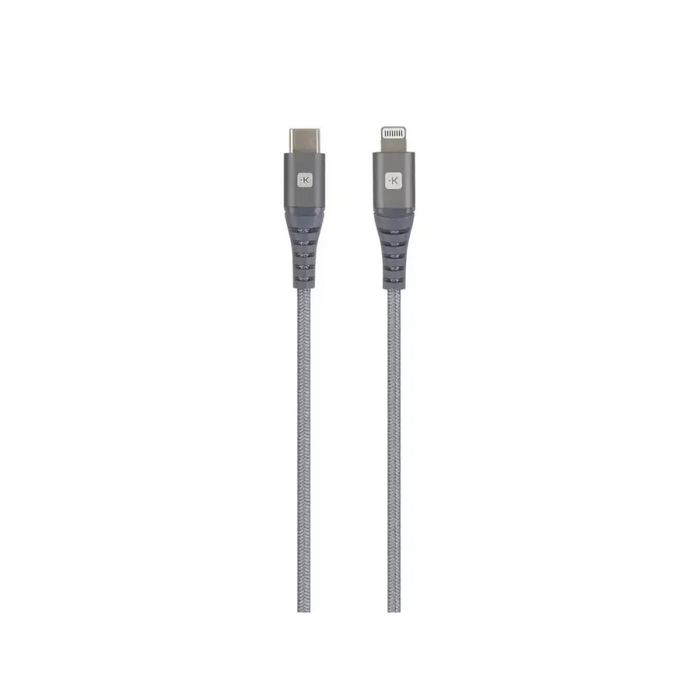 Cable Skross USB-C - Lightning Metal braid 1.20 m Grey - Кабели за мобилни