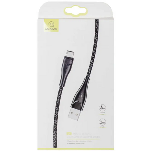 Cable Usams U41 Type-C SJ395USB01 2m black - Аксесоари за смартфон<<<Телефони и таблети<<<TechMart&&&Аксесоари за