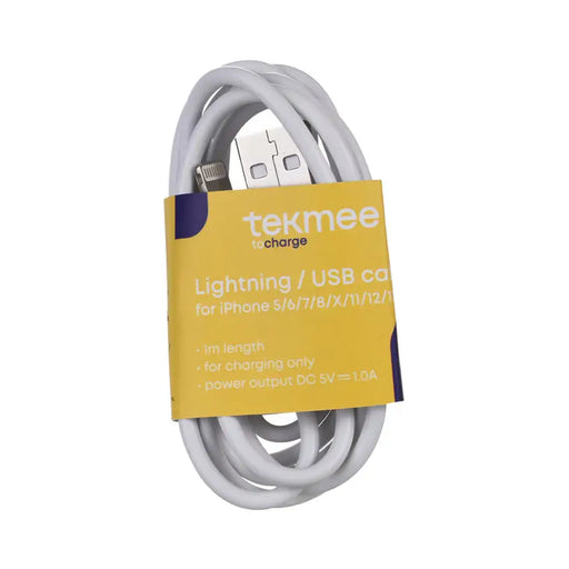 CABLE USB-A/LIGHTNING 1M 1A WHITE TEKMEE - Зарядни устройства<<<Батерии и фенери<<<Осветление<<<Praktiker