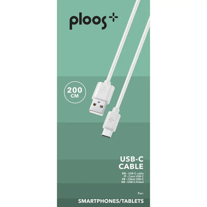 CABLE USB-C 2M WHITE PLOOS - Зарядни устройства<<<Батерии и фенери<<<Осветление<<<Praktiker&&&Аксесоари за