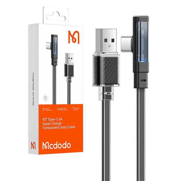 Cable USB-C to USB-C Mcdodo CA-3423 90 Degree 1.8m with LED (black) - USB-C to USB-C<<<USB cables<<<GSM
