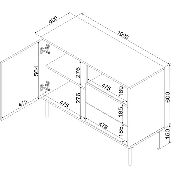 Cama 1D2S TRESSE chest of drawers 100x40x75 cashmere matt - Chests of drawers made of furniture