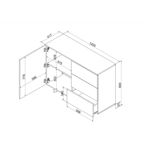 Cama 1D3S ALMA chest of drawers 120x41.5xH90 cashmere - Chests of drawers made of furniture