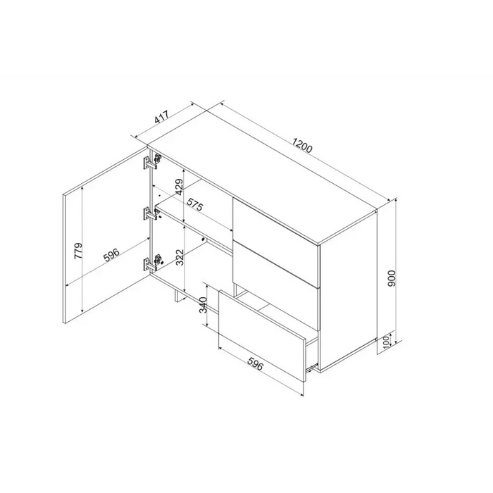 Cama 1D3S ALMA chest of drawers 120x41.5xH90 cashmere - Chests of drawers made of furniture