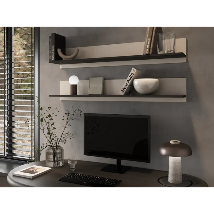 Cama 2-piece shelf SOHO 125x20x20 cashmere + black - Furniture wooden shelvesPOL-DRE<<<Furniture shelvesPOL<<<ActionPL