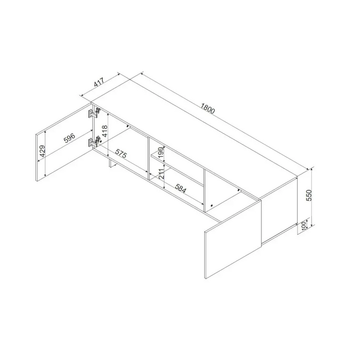 Cama 2D1P RTV cabinet ALMA 180x41.5xH55 cashmere - TV cabinets made of furniture boardSTV-ZPM<<<TV