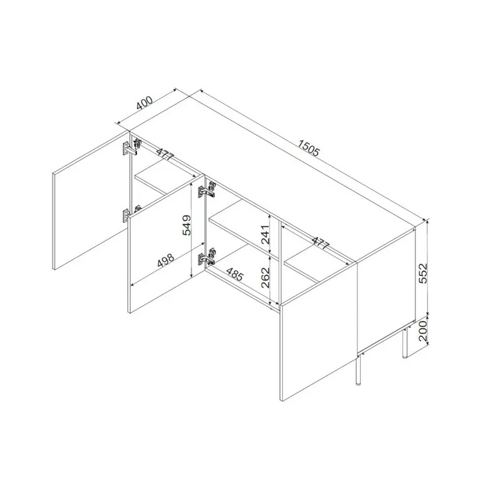 Cama 3D chest of drawers PALAZZO BIS 151x40x75 matte black - Chests of drawers made of furniture