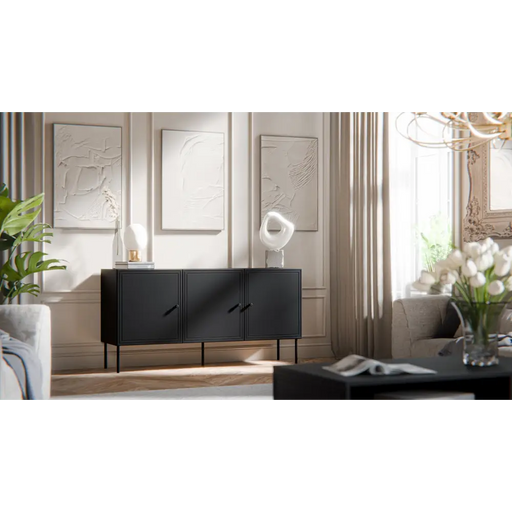 Cama 3D chest of drawers PALAZZO BIS 151x40x75 matte black - Chests of drawers made of furniture