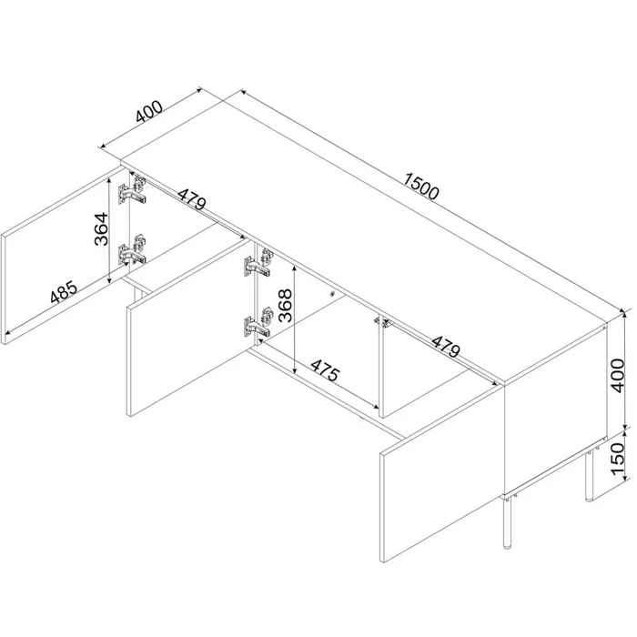 Cama 3D RTV cabinet TRESSE 150x40x55 cashmere matt - TV cabinets made of furniture boardSTV-ZPM<<<TV
