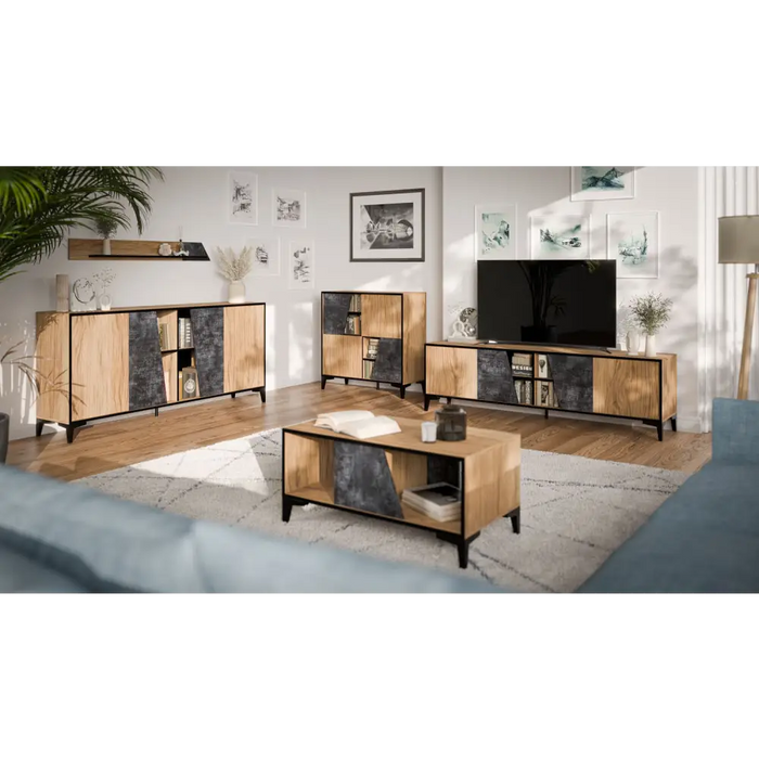 Cama 4D bookcase OVO 90x38xH90 oak/concrete - Wooden shelvesRGA-DRE<<<ShelvesRGA<<<ActionPL