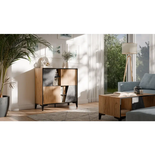 Cama 4D bookcase OVO 90x38xH90 oak/concrete - Wooden shelvesRGA-DRE<<<ShelvesRGA<<<ActionPL