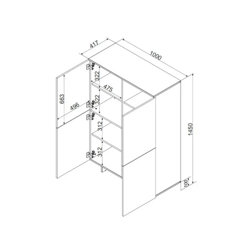 Cama 4D chest of drawers ALMA 100x41.5xH145 cashmere - Chests of drawers made of furniture