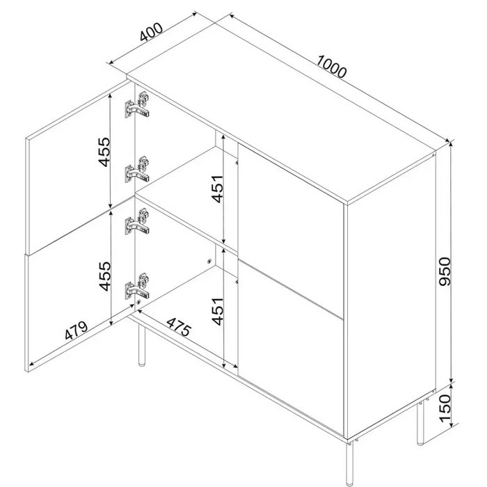 Cama 4D chest of drawers TRESSE 100x40x110 matte green - Chests of drawers made of furniture