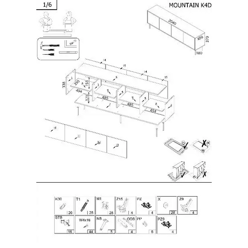 Cama 4D MOUNTAIN chest of drawers 204x40x72 black + gold - Chests of drawers made of furniture