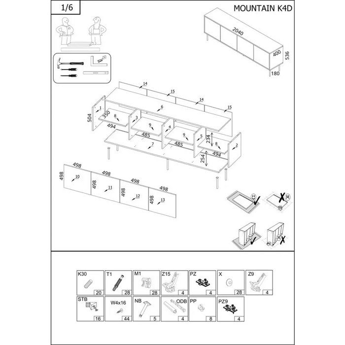 Cama 4D MOUNTAIN TV cabinet 204x40x55 black + gold - TV cabinets made of furniture boardSTV-ZPM<<<TV