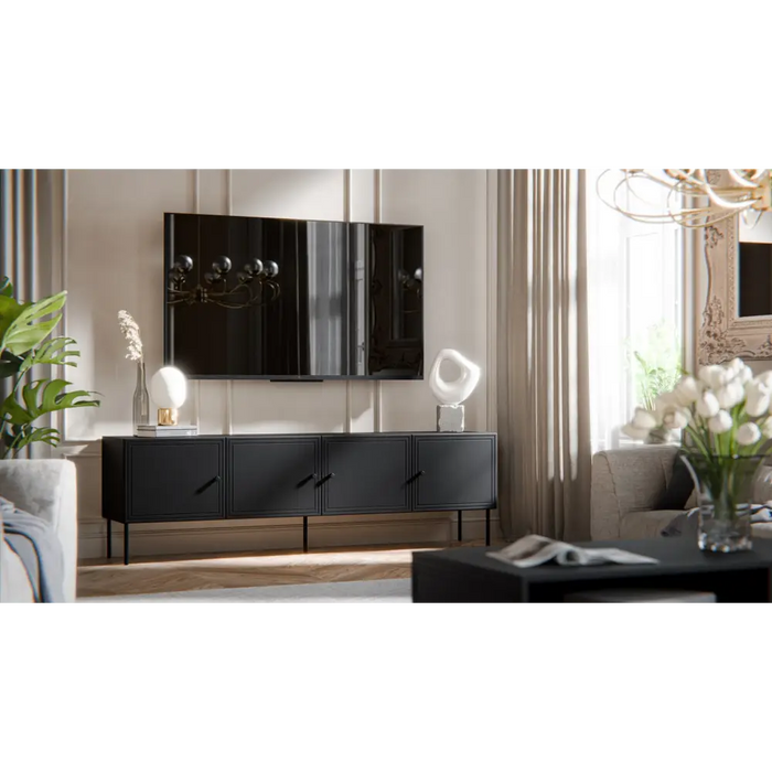 Cama 4D RTV cabinet PALAZZO BIS 201x40x60 black matt - TV cabinets made of furniture boardSTV-ZPM<<<TV