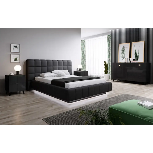 Cama bedside table REJA black gloss/black gloss - Bedside tables made of furniture boardSZN-PME<<<Bedside