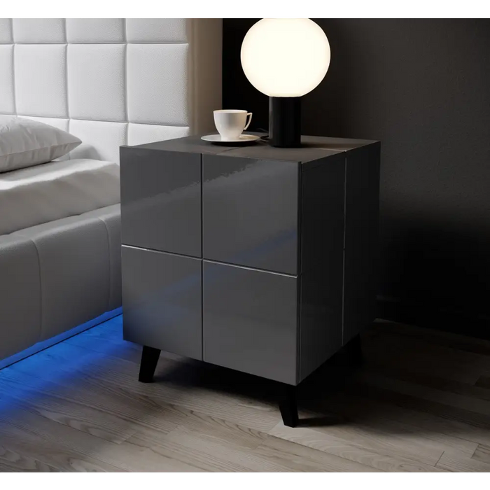 Cama bedside table REJA graphite grey gloss/graphite grey gloss - Bedside tables made of furniture