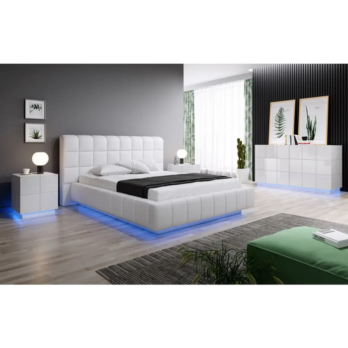 Cama bedside table REJA white gloss/white gloss - Bedside tables made of furniture boardSZN-PME<<<Bedside