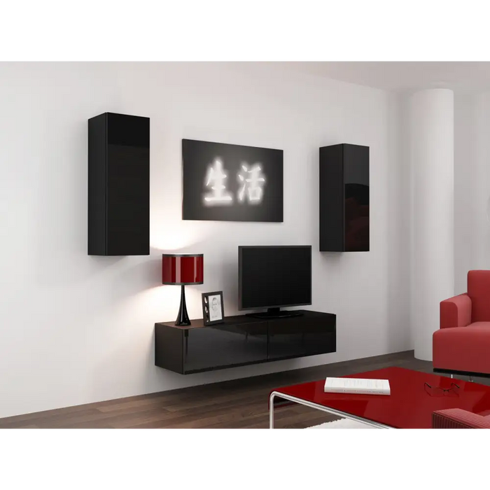 Cama Cabinet VIGO ’90’’ full 90/35/32 black/black gloss - Wooden shelvesRGA-DRE<<<ShelvesRGA<<<ActionPL