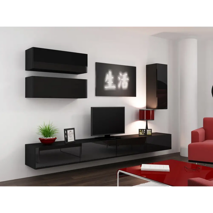 Cama Cabinet VIGO ’90’’ full 90/35/32 black/black gloss - Wooden shelvesRGA-DRE<<<ShelvesRGA<<<ActionPL
