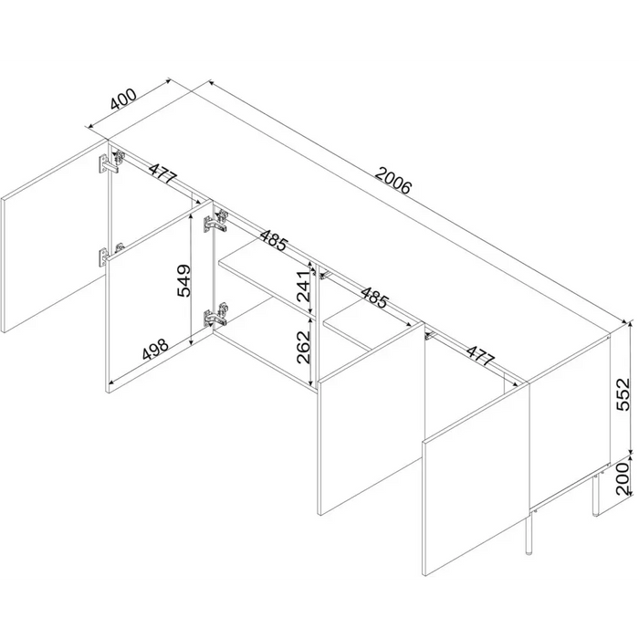 Cama Chest of drawers ISLA 200x40x75 matte black - Chests of drawers made of furniture