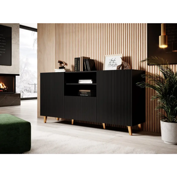 Cama Commode PAFOS 150x42x82 Black matt - Chests of drawers made of furniture boardKOY-ZPM<<<ChestsKOY<<<ActionPL