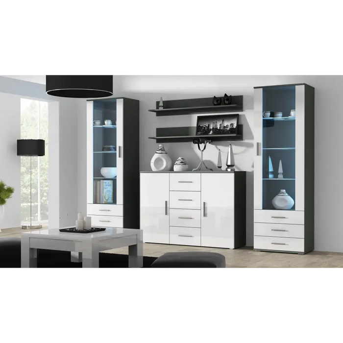 Cama display cabinet SOHO S1 grey/white gloss - Buffets and display cabinets on a wooden baseBIW-PDR<<<Buffets and shop