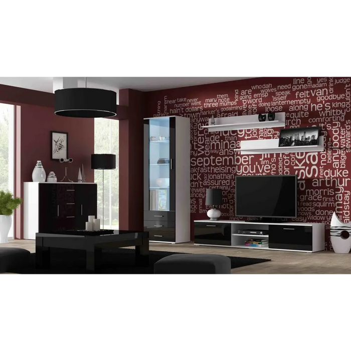 Cama display cabinet SOHO S1 white/black gloss - Buffets and display cabinets on a wooden baseBIW-PDR<<<Buffets