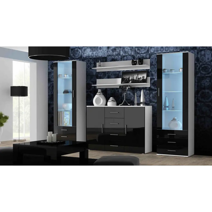 Cama display cabinet SOHO S1 white/black gloss - Buffets and display cabinets on a wooden baseBIW-PDR<<<Buffets