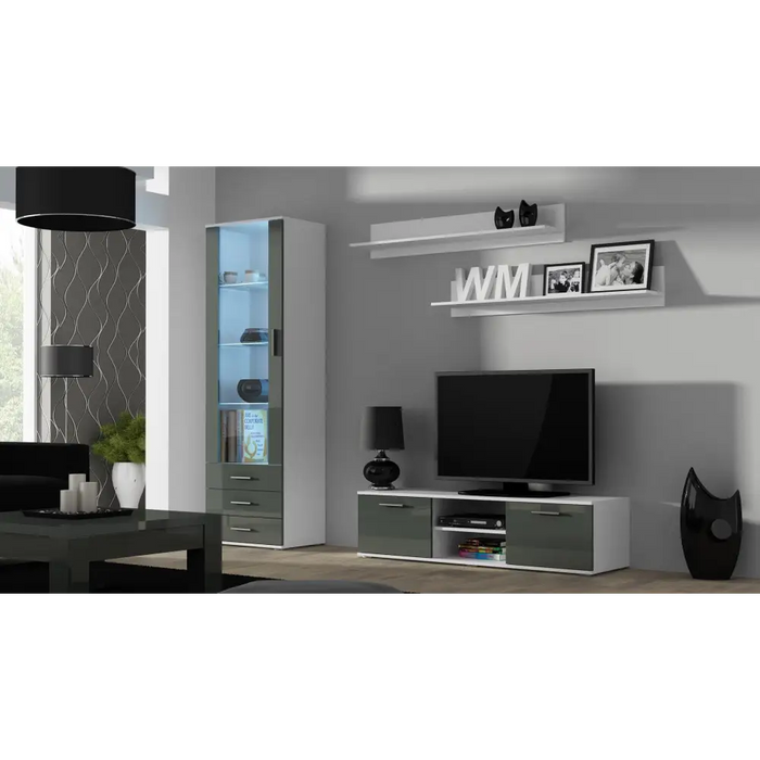 Cama display cabinet SOHO S1 white/grey gloss - Buffets and display cabinets on a wooden baseBIW-PDR<<<Buffets and shop