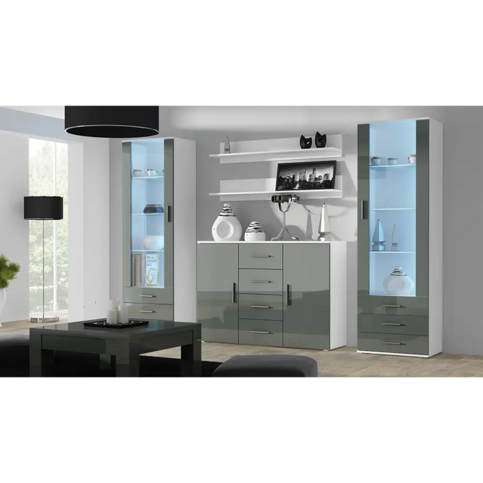 Cama display cabinet SOHO S1 white/grey gloss - Buffets and display cabinets on a wooden baseBIW-PDR<<<Buffets and shop