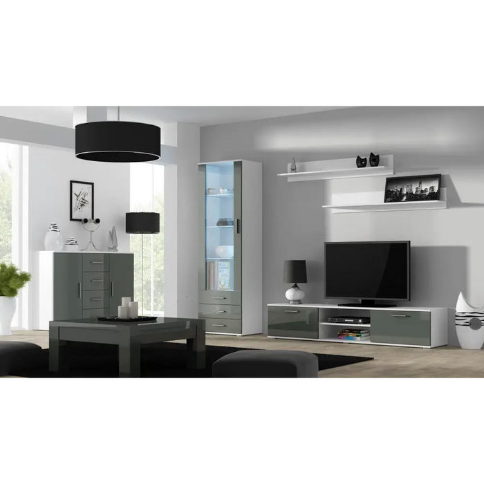 Cama display cabinet SOHO S1 white/grey gloss - Buffets and display cabinets on a wooden baseBIW-PDR<<<Buffets and shop