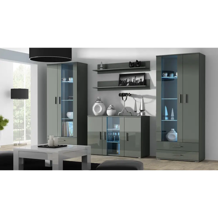 Cama display cabinet SOHO S6 2D2S grey/grey gloss - Buffets and display cabinets on a wooden baseBIW-PDR<<<Buffets
