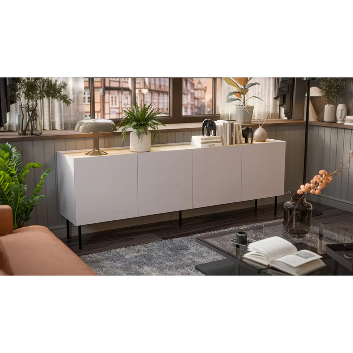 Cama FELLINI chest of drawers 200x40x70 cashmere + oiled oak top - Chests of drawers made of furniture