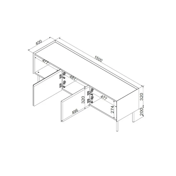 Cama FELLINI TV cabinet 150x40x52 cashmere + oiled oak top - TV cabinets made of furniture boardSTV-ZPM<<<TV