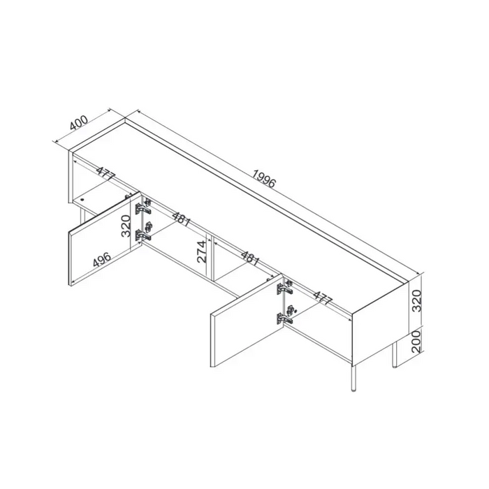 Cama FELLINI TV cabinet 200x40x52 cashmere + oiled oak top - TV cabinets made of furniture boardSTV-ZPM<<<TV
