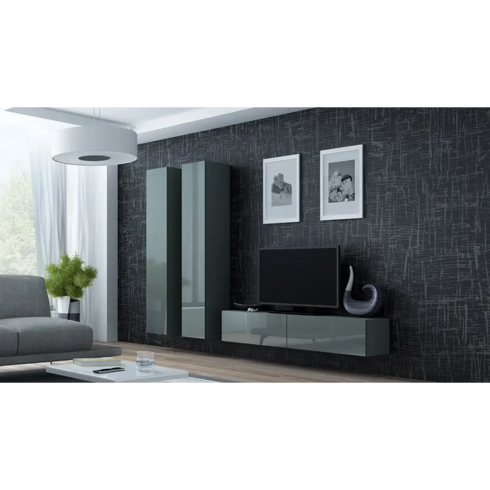 Cama Full cabinet VIGO ’180’ 180/40/30 grey/grey gloss - Wooden shelvesRGA-DRE<<<ShelvesRGA<<<ActionPL