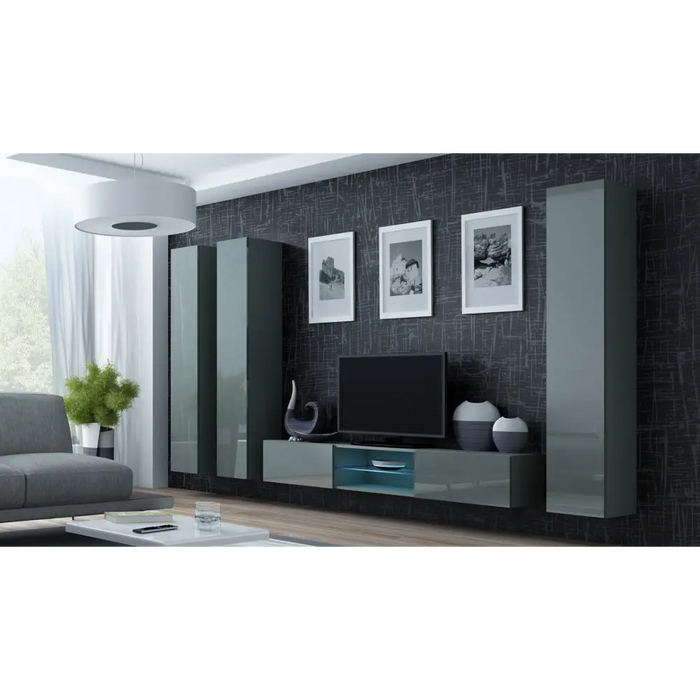 Cama Full cabinet VIGO ’180’ 180/40/30 grey/grey gloss - Wooden shelvesRGA-DRE<<<ShelvesRGA<<<ActionPL