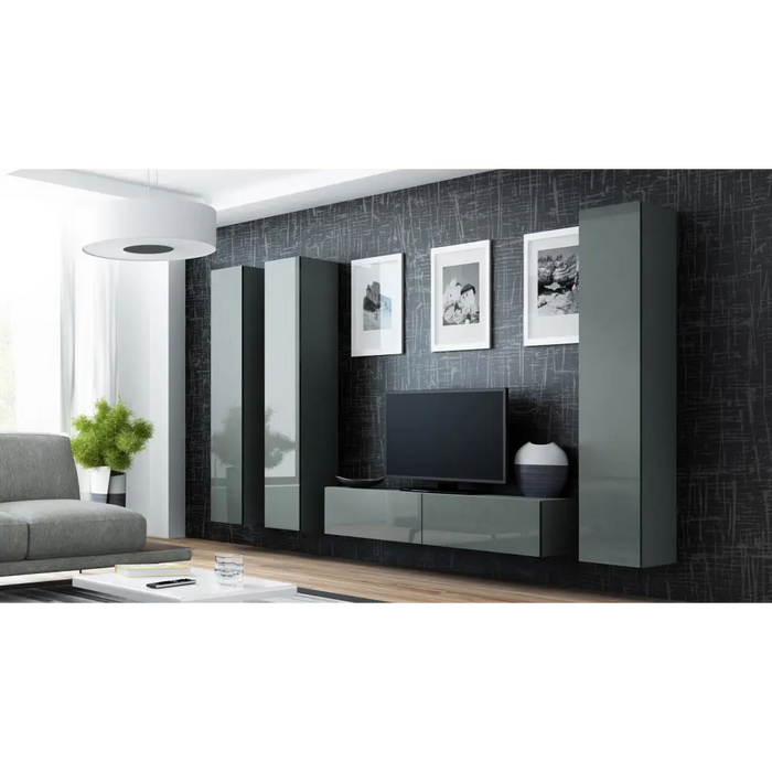 Cama Full cabinet VIGO ’180’ 180/40/30 grey/grey gloss - Wooden shelvesRGA-DRE<<<ShelvesRGA<<<ActionPL