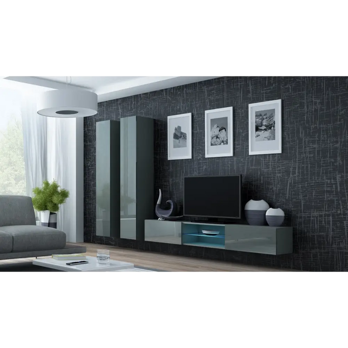 Cama Full cabinet VIGO ’180’ 180/40/30 grey/grey gloss - Wooden shelvesRGA-DRE<<<ShelvesRGA<<<ActionPL