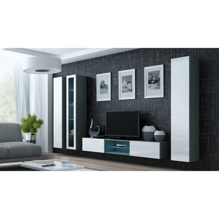 Cama Full cabinet VIGO ’180’ 180/40/30 grey/white gloss - Wooden shelvesRGA-DRE<<<ShelvesRGA<<<ActionPL