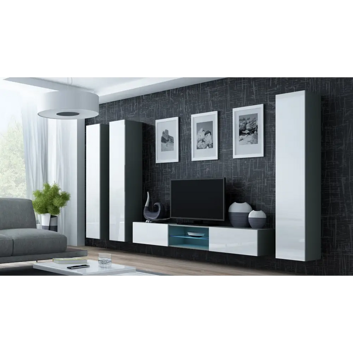 Cama Full cabinet VIGO ’180’ 180/40/30 grey/white gloss - Wooden shelvesRGA-DRE<<<ShelvesRGA<<<ActionPL