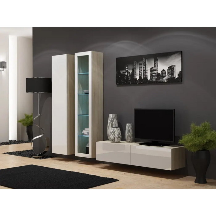 Cama Full cabinet VIGO ’180’ 180/40/30 sonoma/white gloss - Wooden shelvesRGA-DRE<<<ShelvesRGA<<<ActionPL