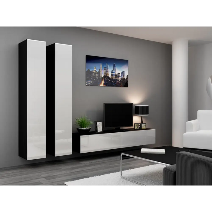 Cama Full cabinet VIGO ’180’ 180/40/30 white/black gloss - Wooden shelvesRGA-DRE<<<ShelvesRGA<<<ActionPL