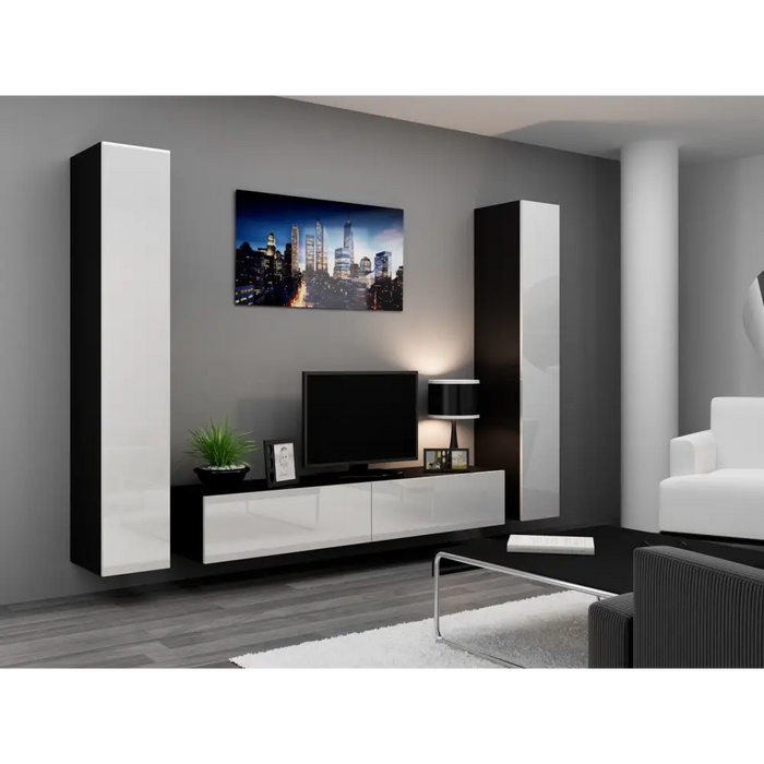 Cama Full cabinet VIGO ’180’ 180/40/30 white/black gloss - Wooden shelvesRGA-DRE<<<ShelvesRGA<<<ActionPL