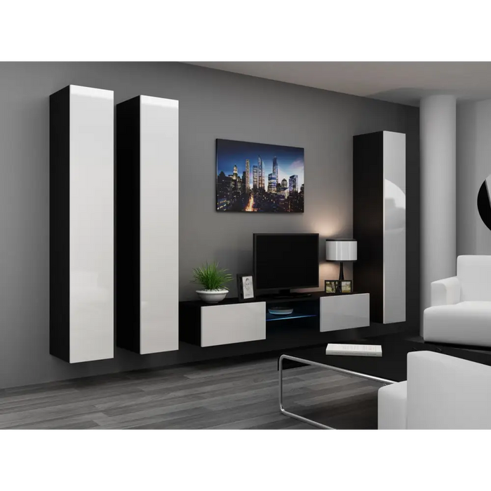 Cama Full cabinet VIGO ’180’ 180/40/30 white/black gloss - Wooden shelvesRGA-DRE<<<ShelvesRGA<<<ActionPL