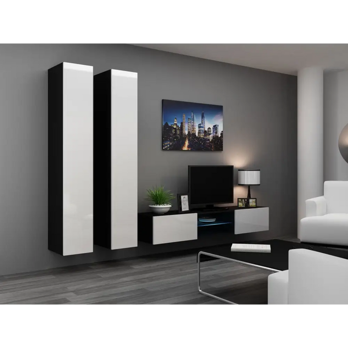 Cama Full cabinet VIGO ’180’ 180/40/30 white/black gloss - Wooden shelvesRGA-DRE<<<ShelvesRGA<<<ActionPL