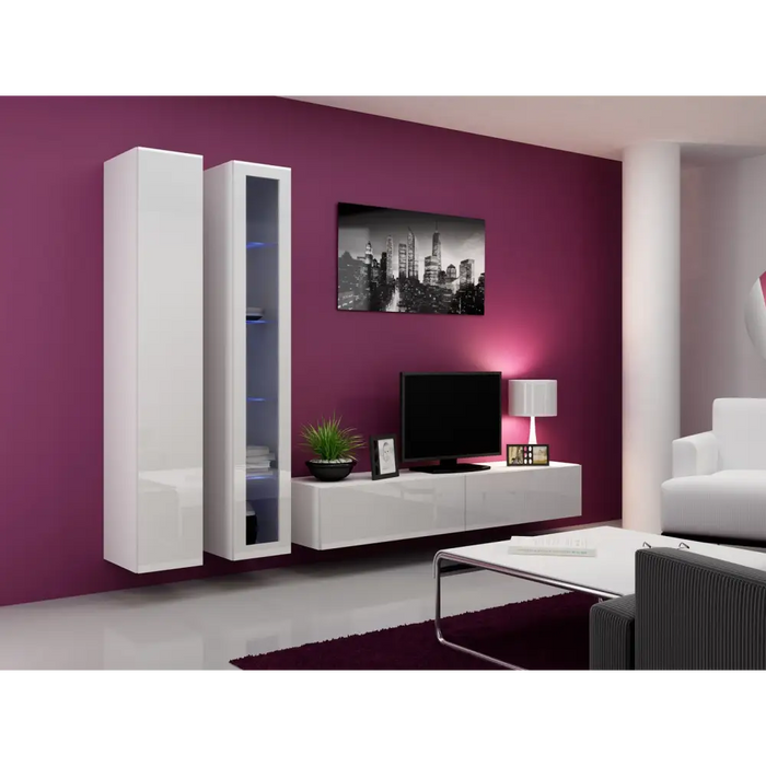 Cama Full cabinet VIGO ’180’ 180/40/30 white/white gloss - Wooden shelvesRGA-DRE<<<ShelvesRGA<<<ActionPL