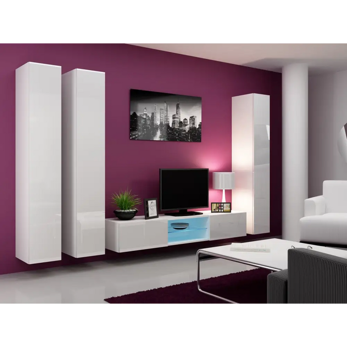 Cama Full cabinet VIGO ’180’ 180/40/30 white/white gloss - Wooden shelvesRGA-DRE<<<ShelvesRGA<<<ActionPL